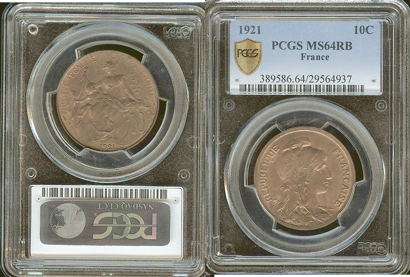 10 centimes Dupuis 1921 PCGS MS64RB